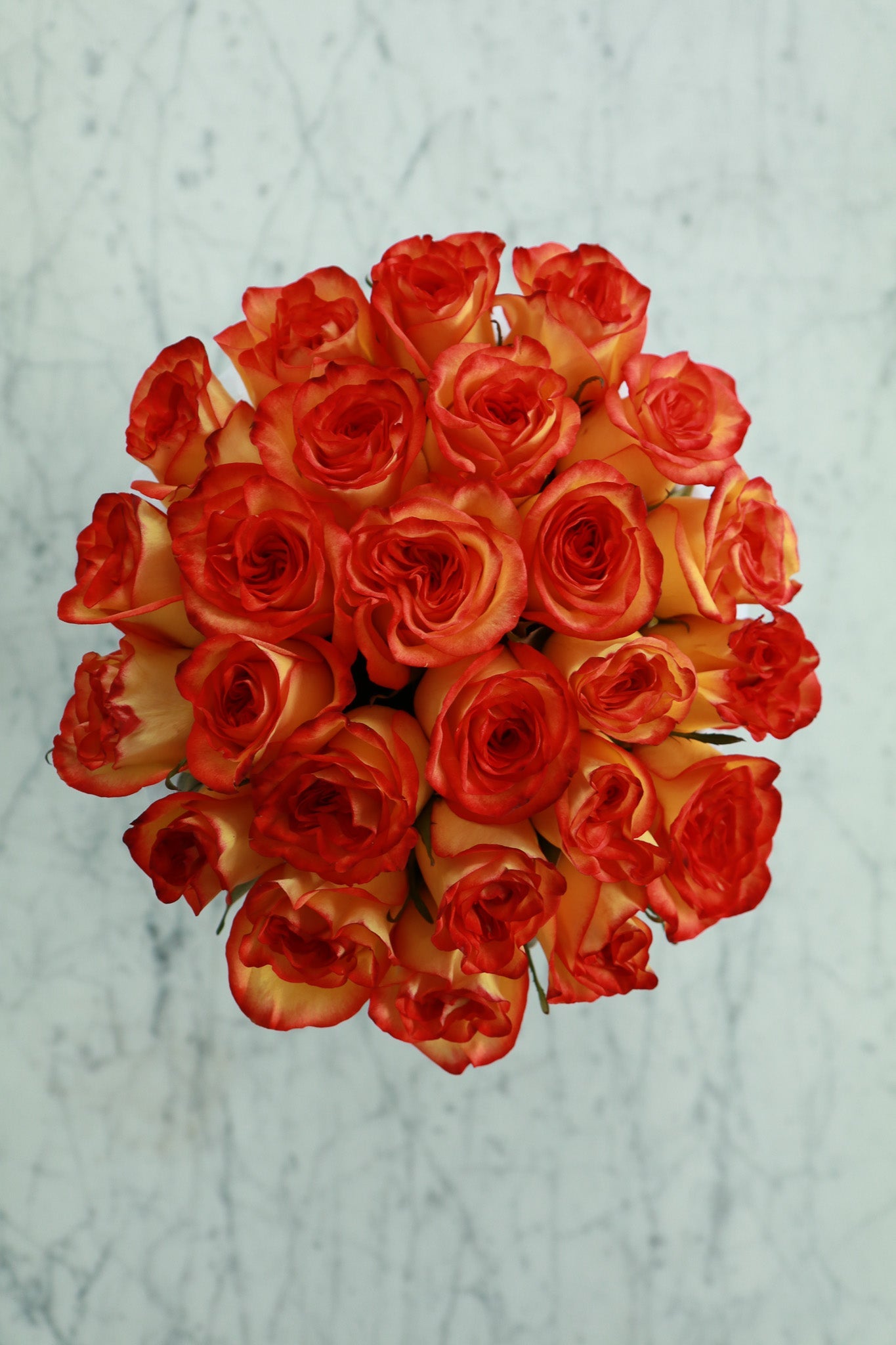 Elegant box of bright orange roses for a bold floral gift